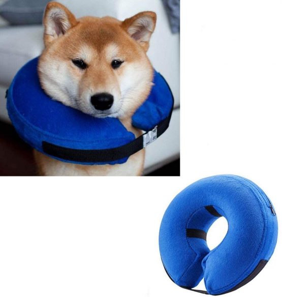 Emwel Pet Inflatable Collar for Dogs and Cats, Comfy Dog Protective Cone for Recovery, Inflatable Basic Dog Collars, Medium