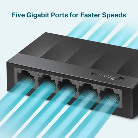 TP-Link LS1005G 5-Port Desktop/Wallmount Gigabit Ethernet Switch/Hub, Network Splitter, Plug and play, Plastic Case - Image 2