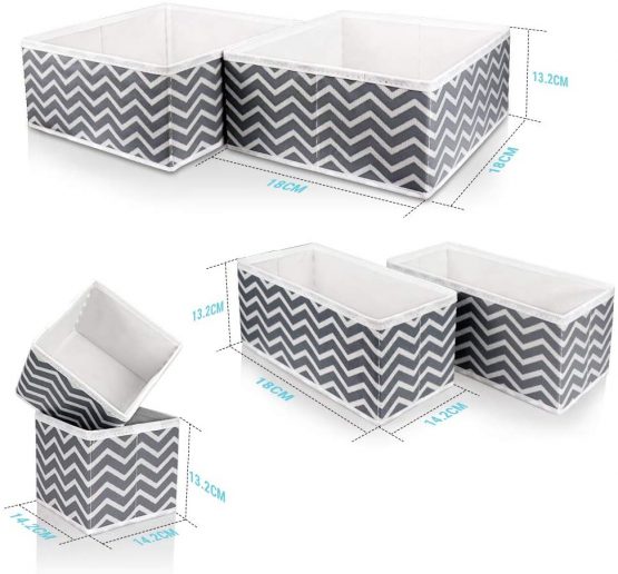 Fabric Storage Box Foldable Wardrobe Drawer Dividers Closet Dresser Organiser Collapsible Cloth Drawer Insert Cube Basket Bins Container for Underwear Socks, Neck Ties, Scarves, and Handkerchiefs - Image 2