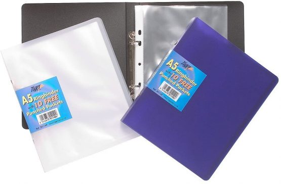 Tiger A5 slim ring binder + 10 punched pockets (single)