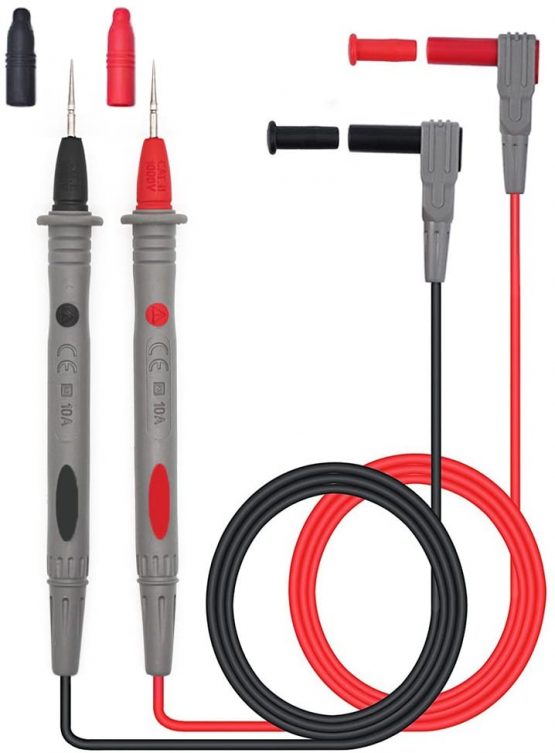 HUYU 2 PCS Multimeter Test Lead Kit, 110cm Professional Electronic Test Lead Cable & Φ0.28MM Extra Fine Test Probes, 4mm Banana Plug for Universal Multimeter Meter