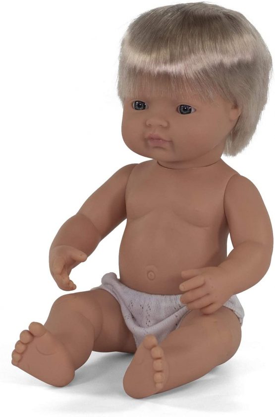 Miniland Miniland31051 Baby Doll European Boy W/O Underwear, Multi-Color