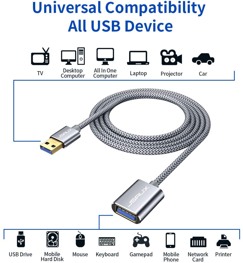 JSAUX USB Extension Cable 2M, USB 3.0 Extender Male to Female 5Gbps High Speed Data Transfe - Image 3