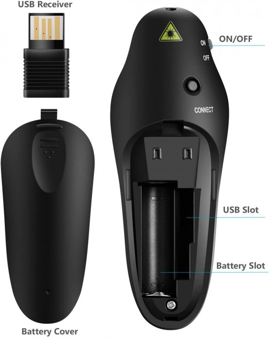 AMERTEER Wireless Presenter, 2.4GHz Powerpoint Presentation Remote Control Laser Pointer Office PowerPoint PPT Remote Control Clicker Presenter Flip Pen - Image 3