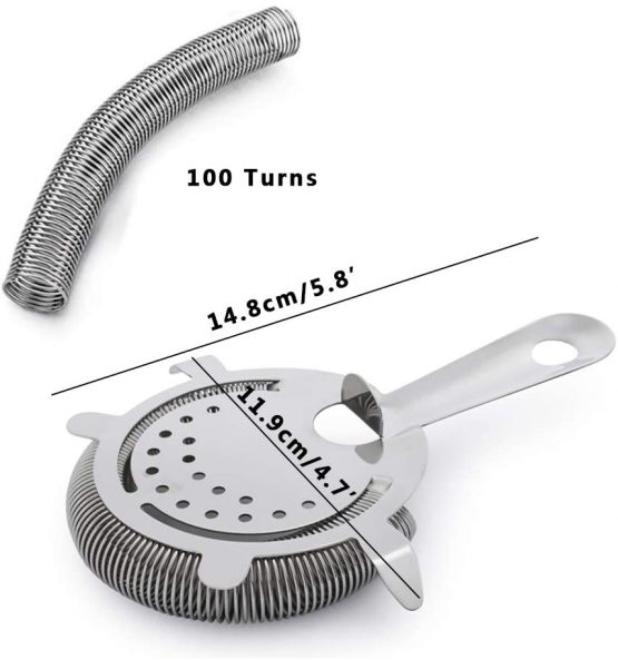 Sky Fish Hawthorne Cocktail Strainer Stainless Steel Bar Strainer Professional 4 Prong Strainer with 100 Wire Spring. - Image 2