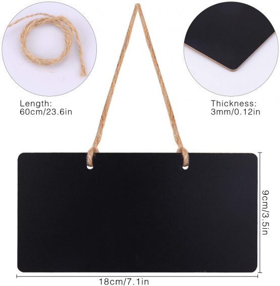 Meetory 6 Pcs Wooden Rectangle Chalkboards, Mini Erasable Blackboards, Place Cards with Hanging String Display for Message Board Signs,Home Office Party Wedding Restaurants Cafes Wall - Image 2