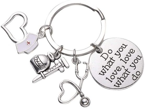 Amosfun Stethoscope Syringe Pendants Key Chains Medical Tools Keychain Jewelry Accessories for Nurse Medical Students Gifts Keychain Jewelry Bag Ring Pendant Decor
