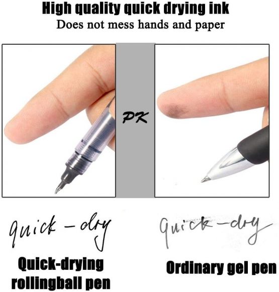 Rollerball Pens, GXR 12 PCS 0.5mm Extra Fine Point Pens, Quick-Drying Ink Rolling Ball Pens, Black Liquid Ink Pen for Office, Home, Company, School-Black… - Image 2