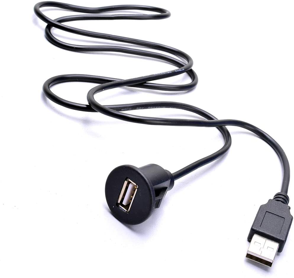 BGoodVision Universal Auto USB Extension Cable Dashboard Flush Mount for Car Radio Stereo Android Wince Head Unit DVD CD Media Player 3 Feet