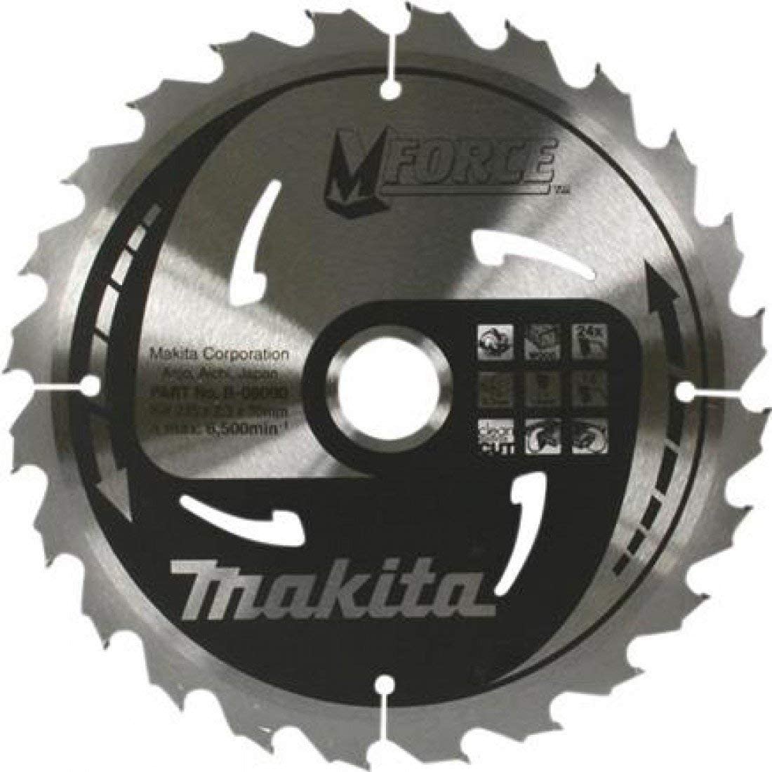 Makita B-31930 MForce Saw Blade 165x20x16T, Multi-colour, B-07901: 165 x 20mm x 16T
