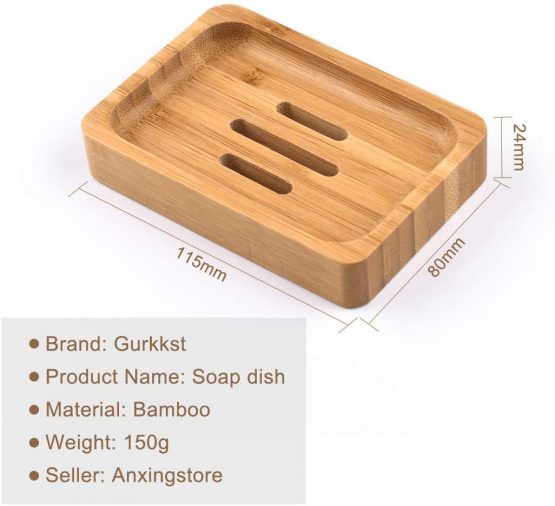 Gurkkst 2 PACK Natural Wooden Bamboo Soap Dish Storage Holder Soap Holder for Bathroom Shower Soap Dish Container Hand Craft for Soap,Sponges and More - Image 2