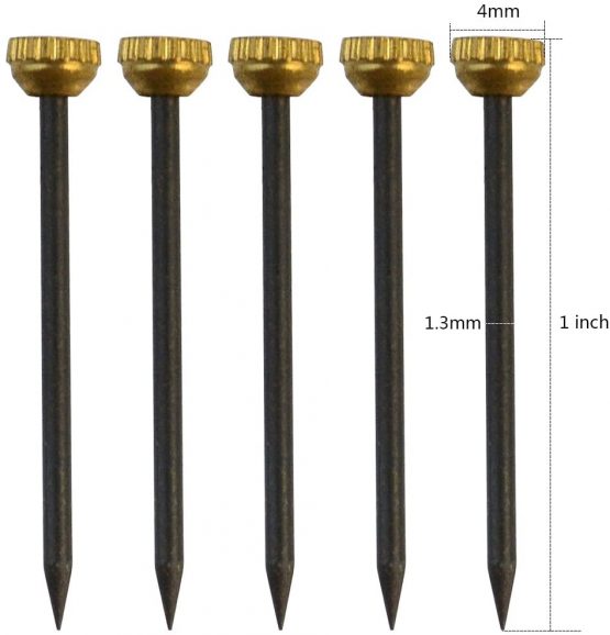 120 Pcs Brass Head Pins, Rbenxia 1 Inch Picture Pins Photo Hook Hangers Nails Hardened with Plastic Box, Black - Image 2