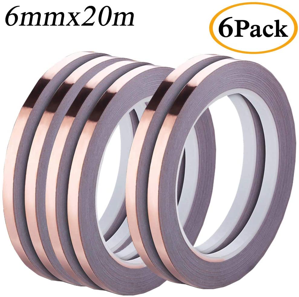Haquno double foil copper foil tape×6 rolls (6mm×20m) for EMI shielding ...