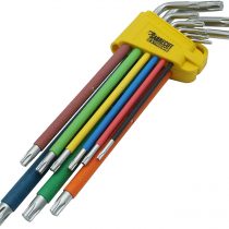 9 Piece SabreCut SCTX009S Soft Grip Extra Long Torx Key Set with Colour Coding - Sizes T10-T50