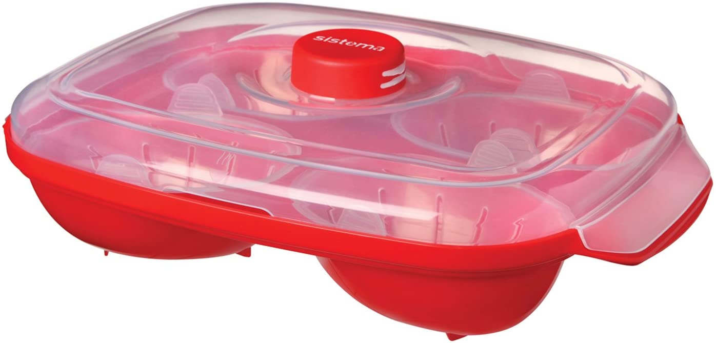 Sistema 1150 Microwave Egg Poacher, Red/Clear, 28.7 x 20.5 x 8.4 cm - Image 3