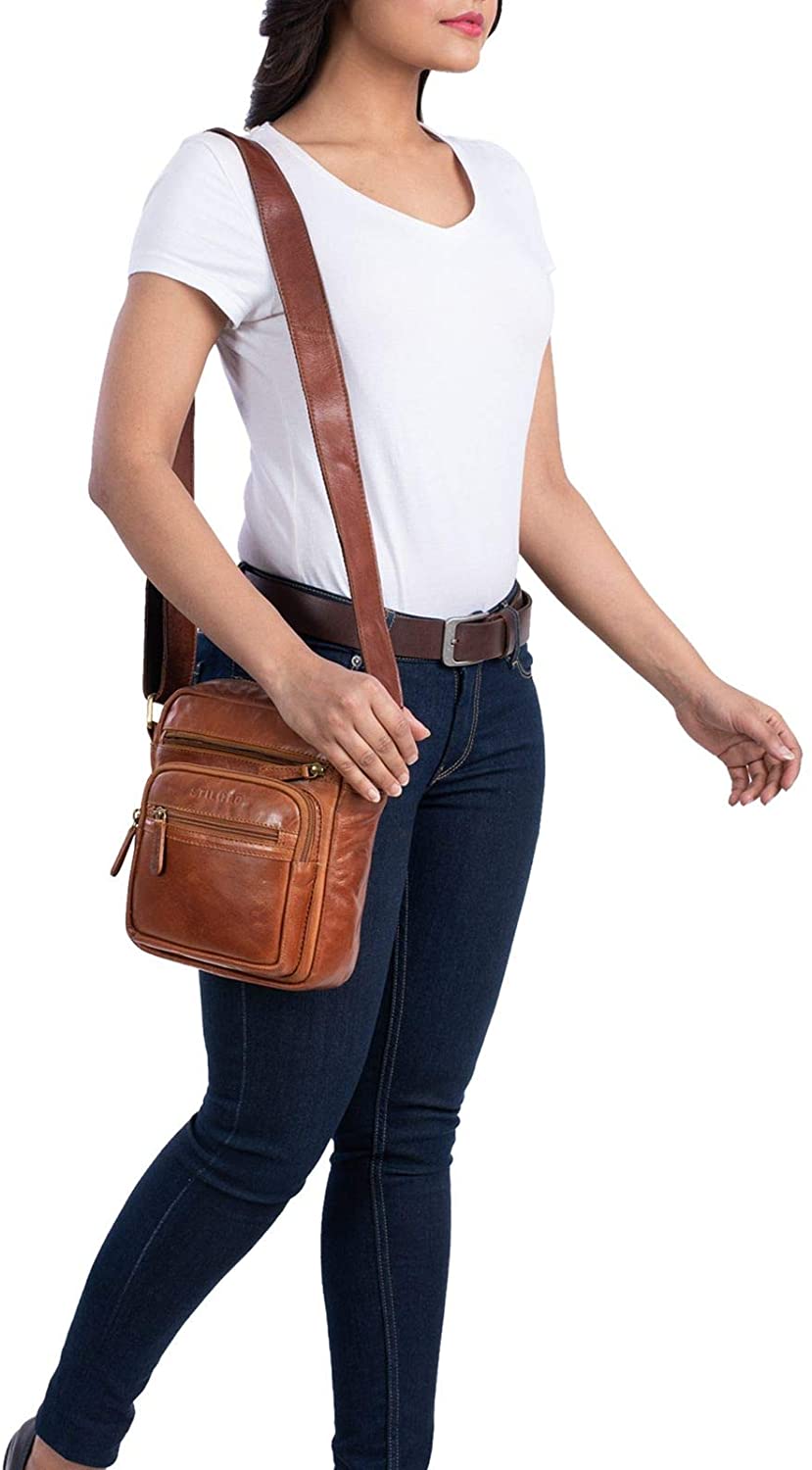 STILORD 'Fabian' Messenger Bag Leather Small 9,7' Tablet Case Cross-Body Shoulder Bag for Men and Women Vintage Everyday Spacious Genuine Leather - Image 3