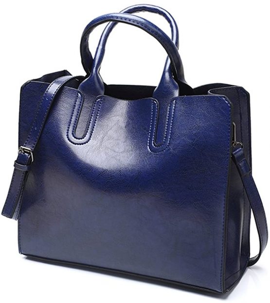 Chikencall Women Oil Wax PU Leather Handbag Ladies Handbags Satchel Elegant Top-Handle Bag Vintage Shoulder Bag for work shopping party
