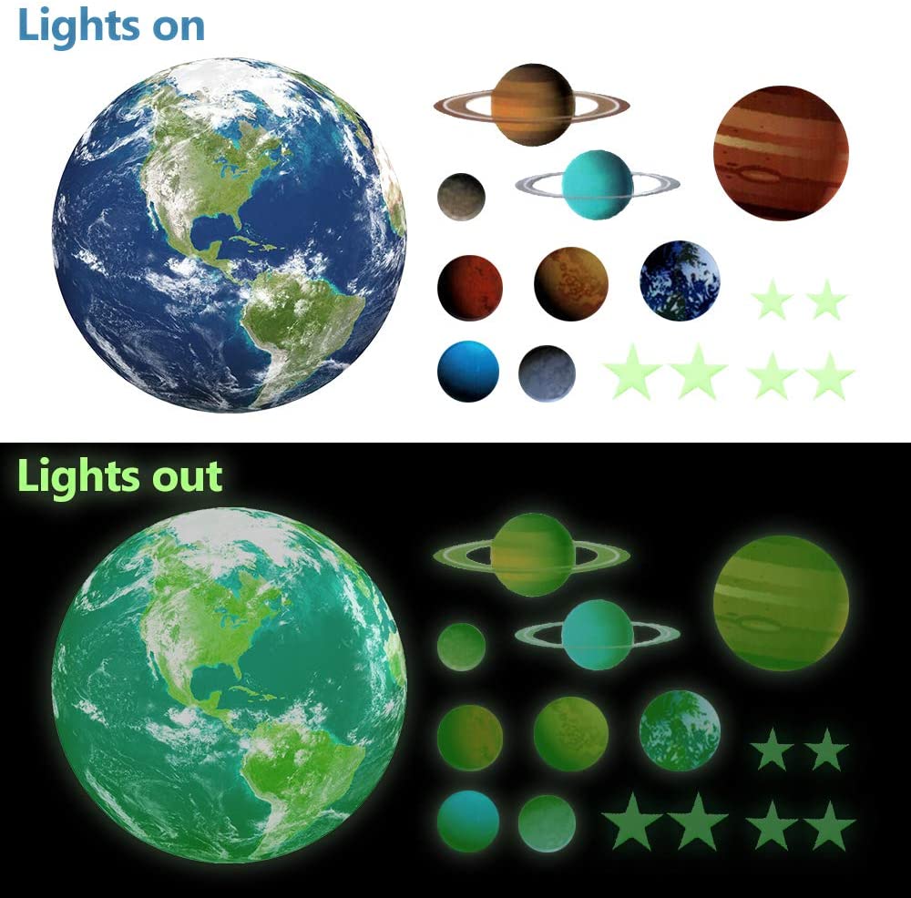 SnailGarden 470Pcs Glow in The Dark Stars and Planets,Luminous Dots Stars and Moon Wall Stickers for Nursery Baby Kids Bedroom Decoration Ceiling and Wall Decals - Image 2