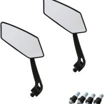 Osan pack of 2 universal acrylic/ABS plastic motorcycle rear view mirrors, 8 mm/10 mm, for Sport Choppers/Cruisers, black