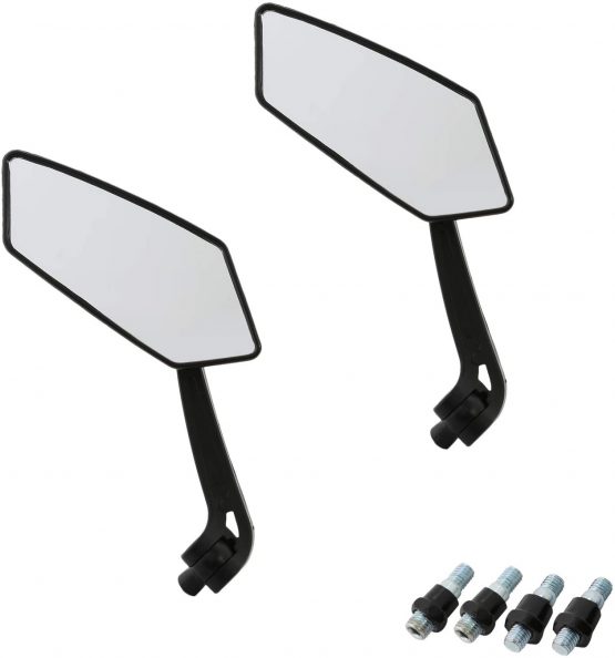 Osan pack of 2 universal acrylic/ABS plastic motorcycle rear view mirrors, 8 mm/10 mm, for Sport Choppers/Cruisers, black