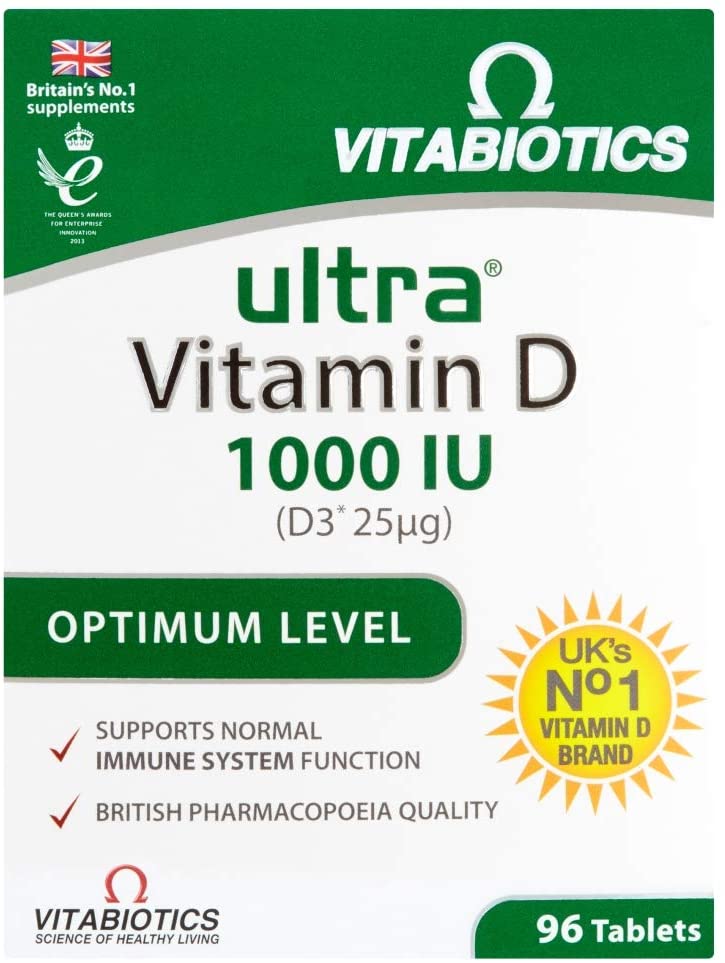 Vitamin D Tablets 1000IU, Vitabiotics Ultra, 96 count (Pack of 1)