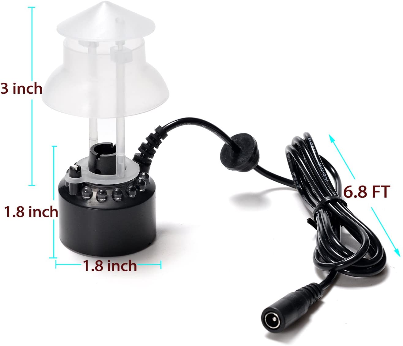 FITNATE Splash Guard Ultrasonic Mist Maker,12 LED Mister Fogger Water Fountain Pond Fog Machine Atomizer Air Humidifier - Image 3