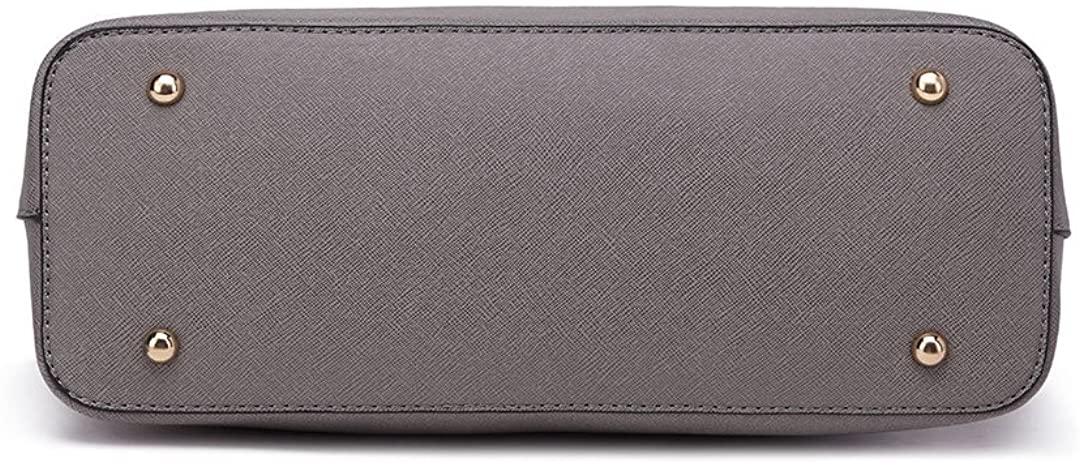 Miss Lulu Women's Handbag, Fashion Ladies Top Handle 2-Piece Tote & Shoulder Bag PU Leather, Grey - Image 4