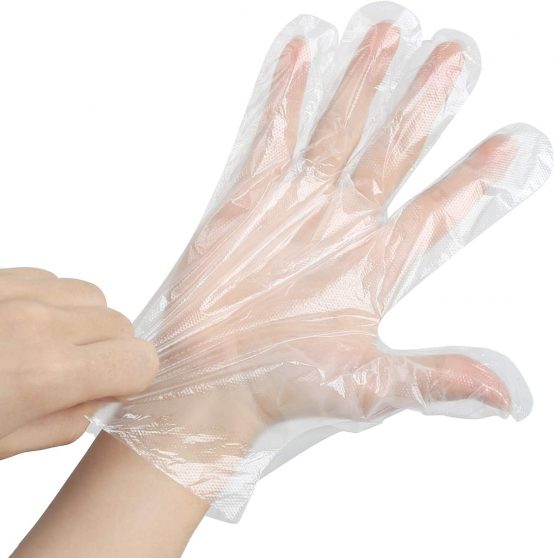 400pcs Disposable Gloves - HUDDU Clear Plastic Disposable Polyethylene Work Cleaning Transparent Waterproof Glove for Cooking Cleaning
