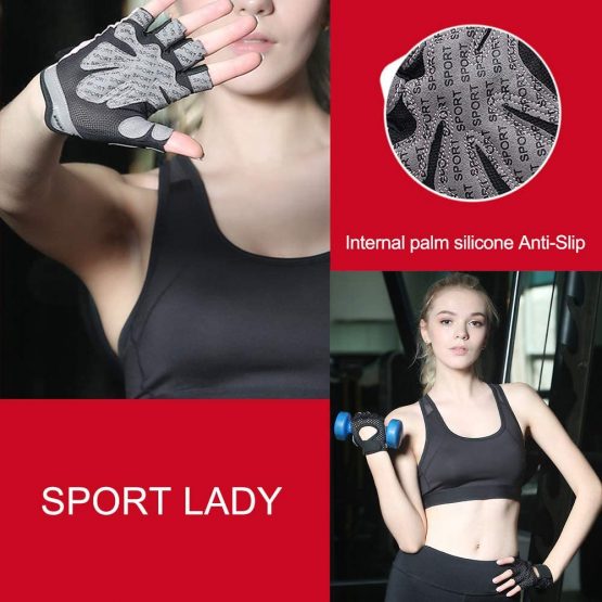 Hually Gym Gloves, Breathable Training Gloves with Microfiber Fabric, No-Slip Silicone Padded Palm Protection and Extra Grip, Fitness Gloves for Men & Women, Weight Lifting/Cross Fit/Cycling, etc(L) - Image 2