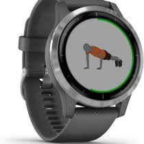 Garmin Vívoactive 4, GPS Smartwatch, Features Music, Body Energy Monitoring, Animated Workouts, Pulse Ox Sensors and More, Shadow Gray/Silver