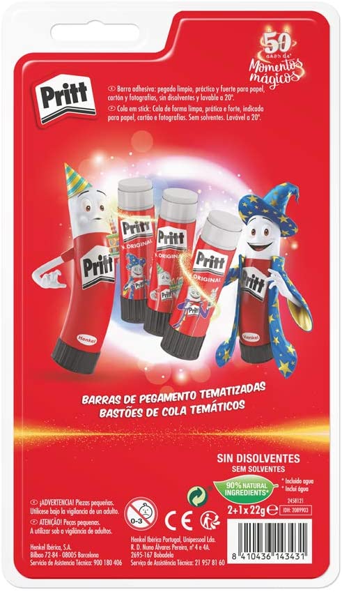 Pritt B-22 (22 + 1) - Glue Stick, 22 g, red, 3 x 22 g - Image 2