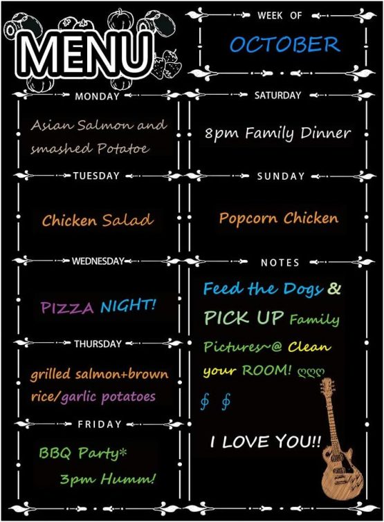 Fridge Dry Erase Board Calendar, Alaman Magnetic Refrigerator Dry Eraser Weekly Menu Meal Planner Family Calendar Organiser 16" x 12" Weekly Menu Planner with Grocery List and Notes (Black) - Image 4