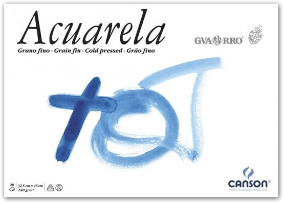 Canson guarro Acuarela Fine Grit 240 g 20 Sheets Watercolour Paper Block Glued on one Side 32.5 x 18 cm White - Image 2