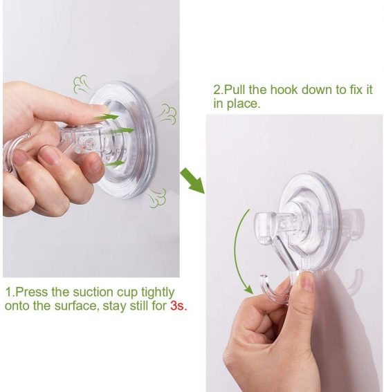 Quntis Suction Hooks 2 Packs Powerful Push and Lock Vacuum Multi-Purpose Suction Hanger Strong Suction Cup Holds Up to 3kg for Kitchen and Bathroom - Image 3