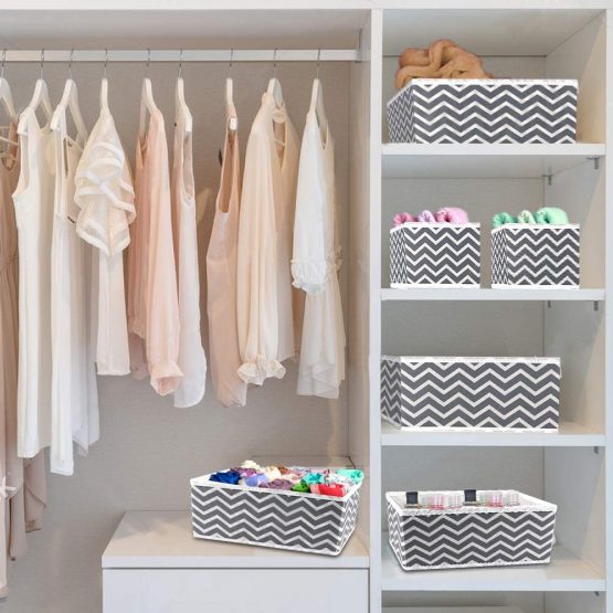 Fabric Storage Box Foldable Wardrobe Drawer Dividers Closet Dresser Organiser Collapsible Cloth Drawer Insert Cube Basket Bins Container for Underwear Socks, Neck Ties, Scarves, and Handkerchiefs - Image 3