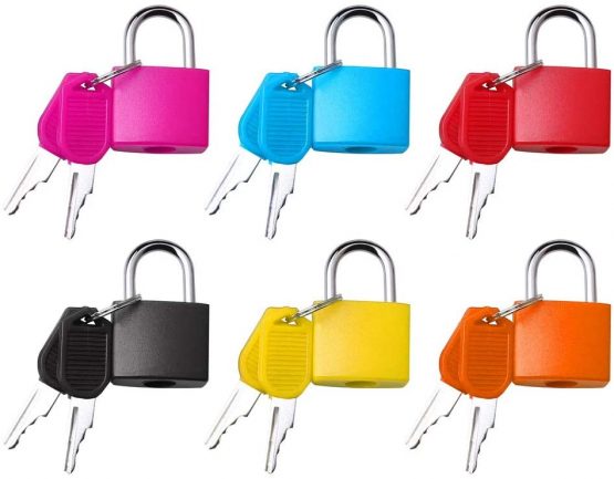 kuou Suitcase Locks with Keys, Small Padlocks Luggage Locks Padlocks with Keys Coloured Metal Padlocks for Travel School Gym（6 Pcs）