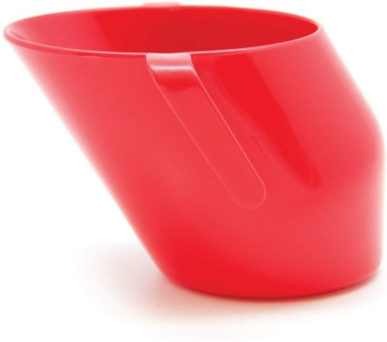 Doidy Cup - Training Sippy Cups for Toddlers & Babies - Unique Slanted Design Two Handles Baby Beaker - Great Weaning Cup for Milk, Water & Juice - Use from 3-6 Months to Toddler (Red)