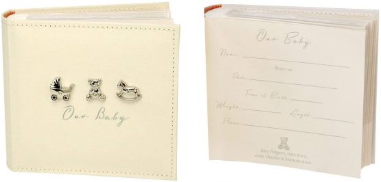 Bambino Linen Fabric Our Baby Photo Album with  3 Icons 50 Pages  6x4 - Image 2