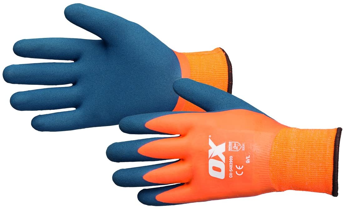 OX Waterproof Thermal Latex Glove Size 10 / XL, Orange/Blue, XL (Pack of 1)