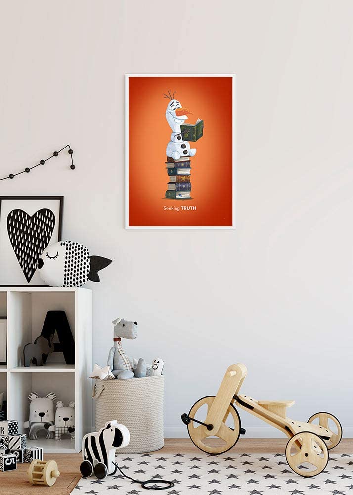 Komar Disney Frozen Olaf Reading Wall Picture for Nursery Baby Room, Decoration Art Print Without Frame Available in 3 Sizes - Image 2