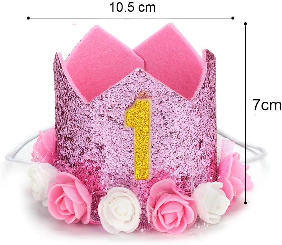 BIPY Pink Flower Crown Pet Birthday Hat Banadana Reusable Cat Dog Headwear Caps Adorable Princess Headdress Grooming Supplies Pet Party Celebration Decoration - Image 2