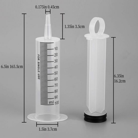 LUTER 4 Packs 100ml Syringes, Plastic Syringe Sterile with No Needle for Scientific Labs Experiment, Dispensing, Measuring, Watering - Image 2