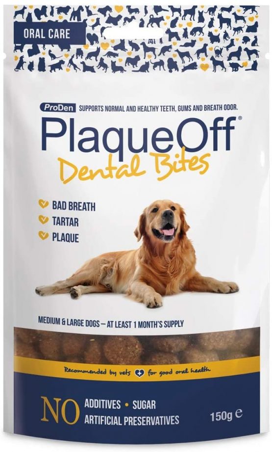 ProDen PlaqueOff Dental Bites 150 g, for Dogs Over 10 kg, Bad Breath, Plaque, Tartar