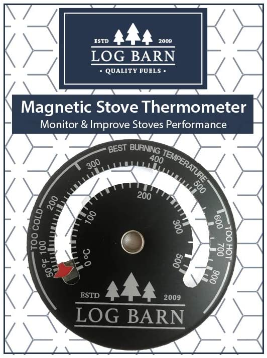 Best Burning Temperature Zone Log-Barn Magnetic Log Burner & Stove Thermometer for Stoves Surface and Flue Pipe Comes with Free Screw 