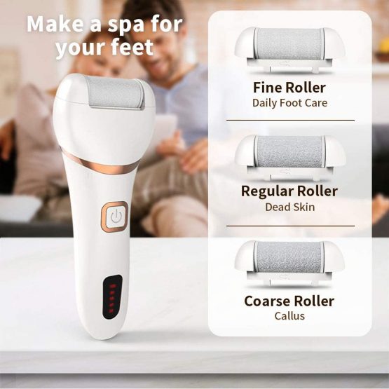 Electric Foot File, DIOZO Rechargeable Waterproof Hard Skin Remover with 3 Rollers and 2 speeds, Remove Cracked Heels and Dead Skin Within Minutes - Image 3
