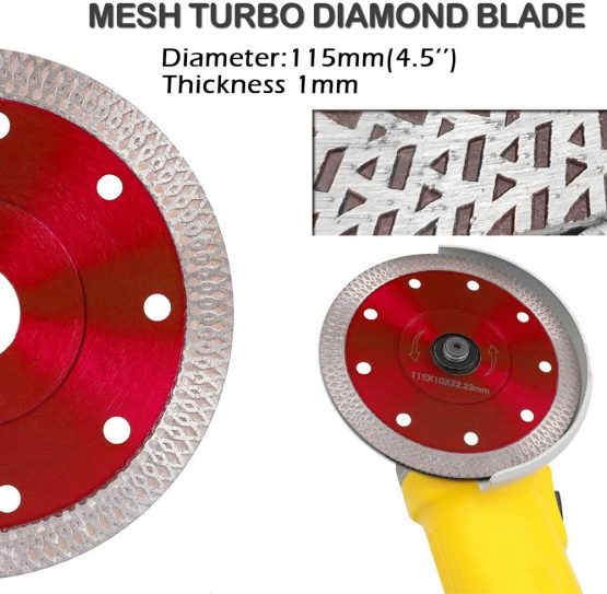 Diamond Saw Blade Cutting Disc 115mm/4.5in Super Thin Turbo Disk for Angle Grinder Cutting Porcelain Tiles Granite Marble Ceramics Red - Image 4
