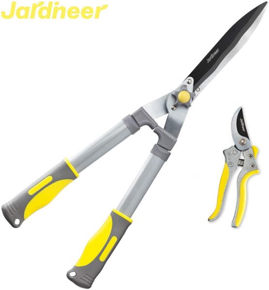 Jardineer 2pcs Garden Shears, Hedge Shears for Trimming Shrubs and Pruning Shears for Cutting Branches, Heavy Duty Garden Tools