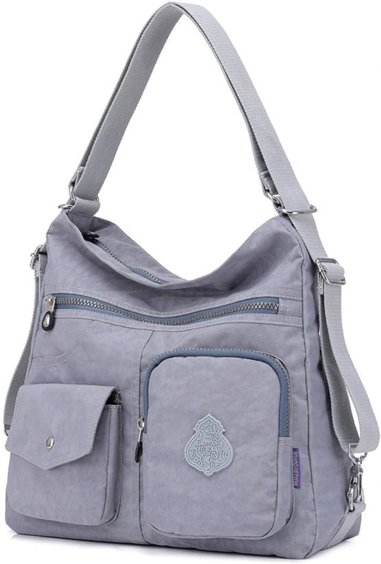 Outreo Girls Messenger Bag Women Handbag Side Shoulder Bag Casual Backpack Sport for Travel Satchel Crossbody Cross Body Bag Nylon (Grey) - Image 2