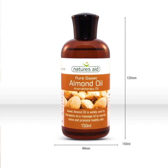 Natures Aid Almond Oil, Pure, Sweet Almond Oil, Massage Oil, Suited to Dry, Sensitive Skin, 150ml - Image 3