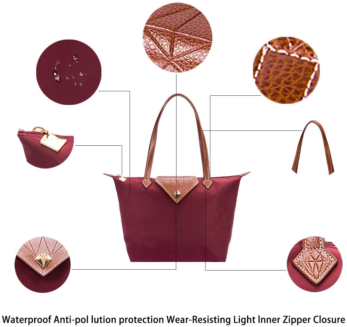BOJLY Tote Bags for Women Stylish Waterproof Nylon Ladies Shoulder Bag Top Handle Handbag Folding Beach Travel Bag for Work,Shopping - Image 2